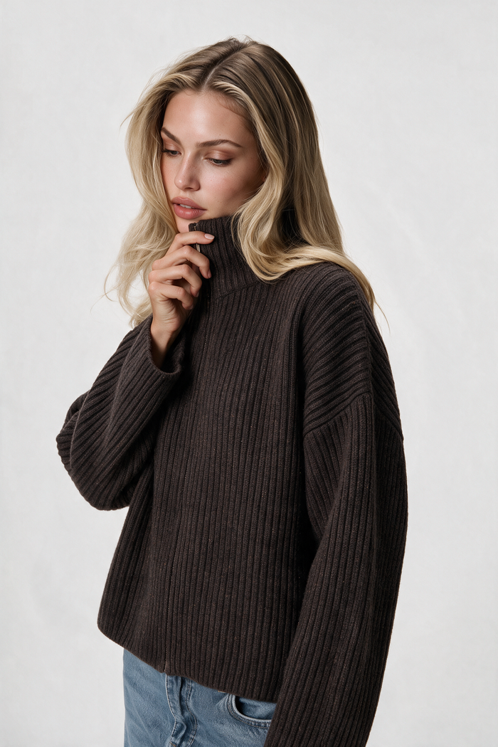 Wool Blend Zip Jacket worn