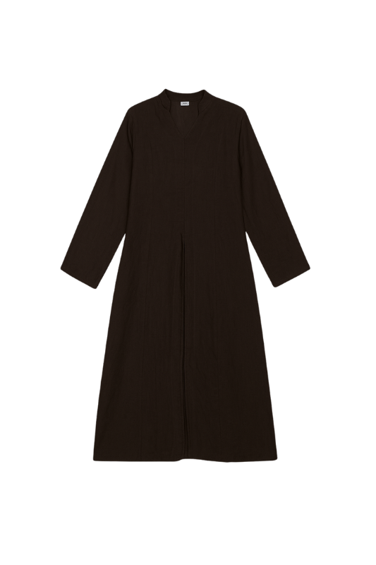 Linen Slit Dress - Chocolate