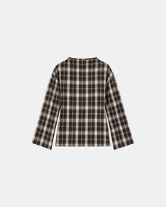 Check Print Belted Blouse