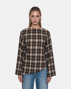 Asymmetric Check Blouse