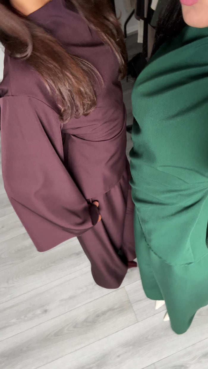 Boat Neck Belted Set worn — editorial