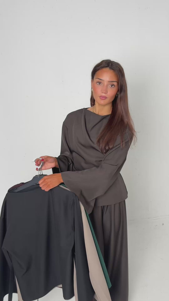 Boat Neck Belted Set worn — editorial