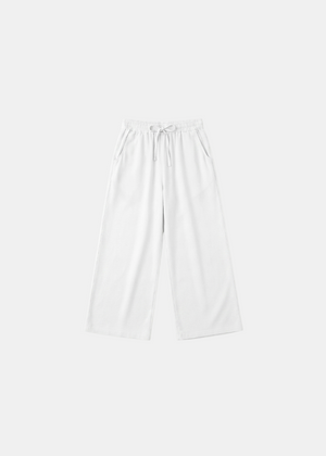 Linen Feel Basic Wide Leg Trouser - White / One Size
