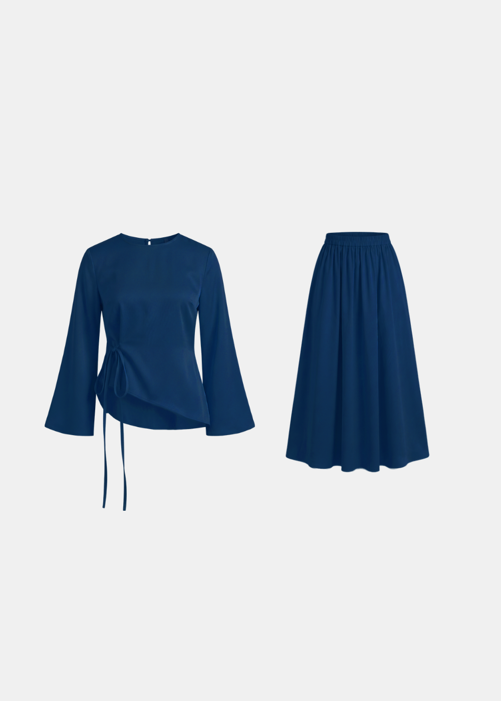Ensemble jupe et haut asymétriques à ceinture nouée