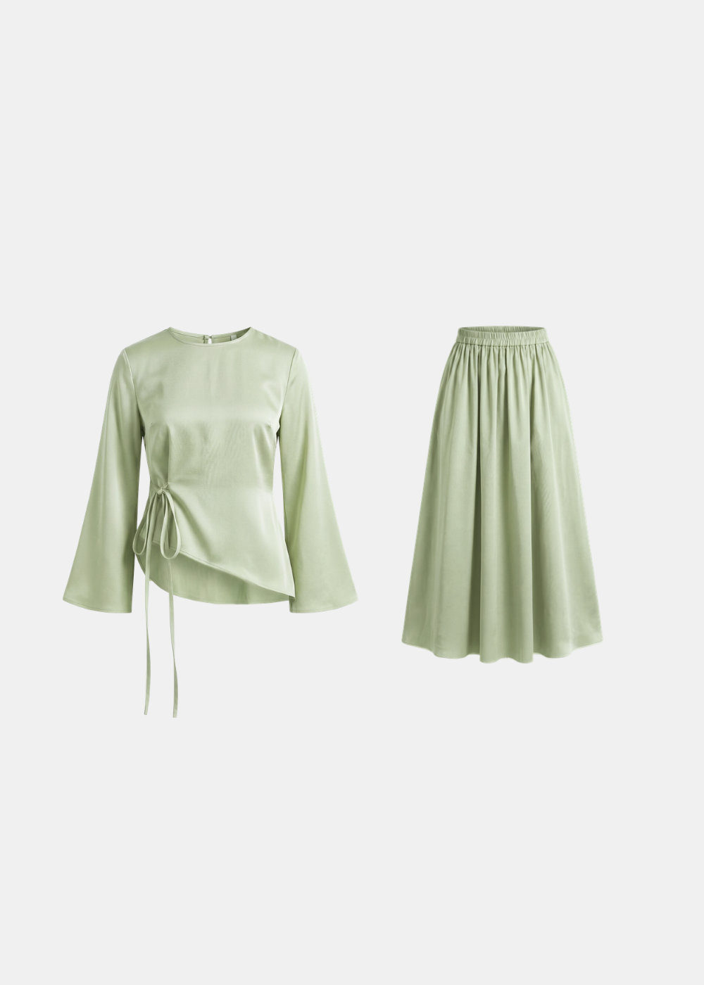 Ensemble jupe et haut asymétriques à ceinture nouée