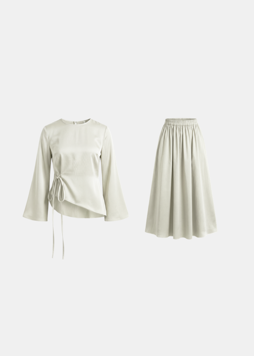 Ensemble jupe et haut asymétriques à ceinture nouée