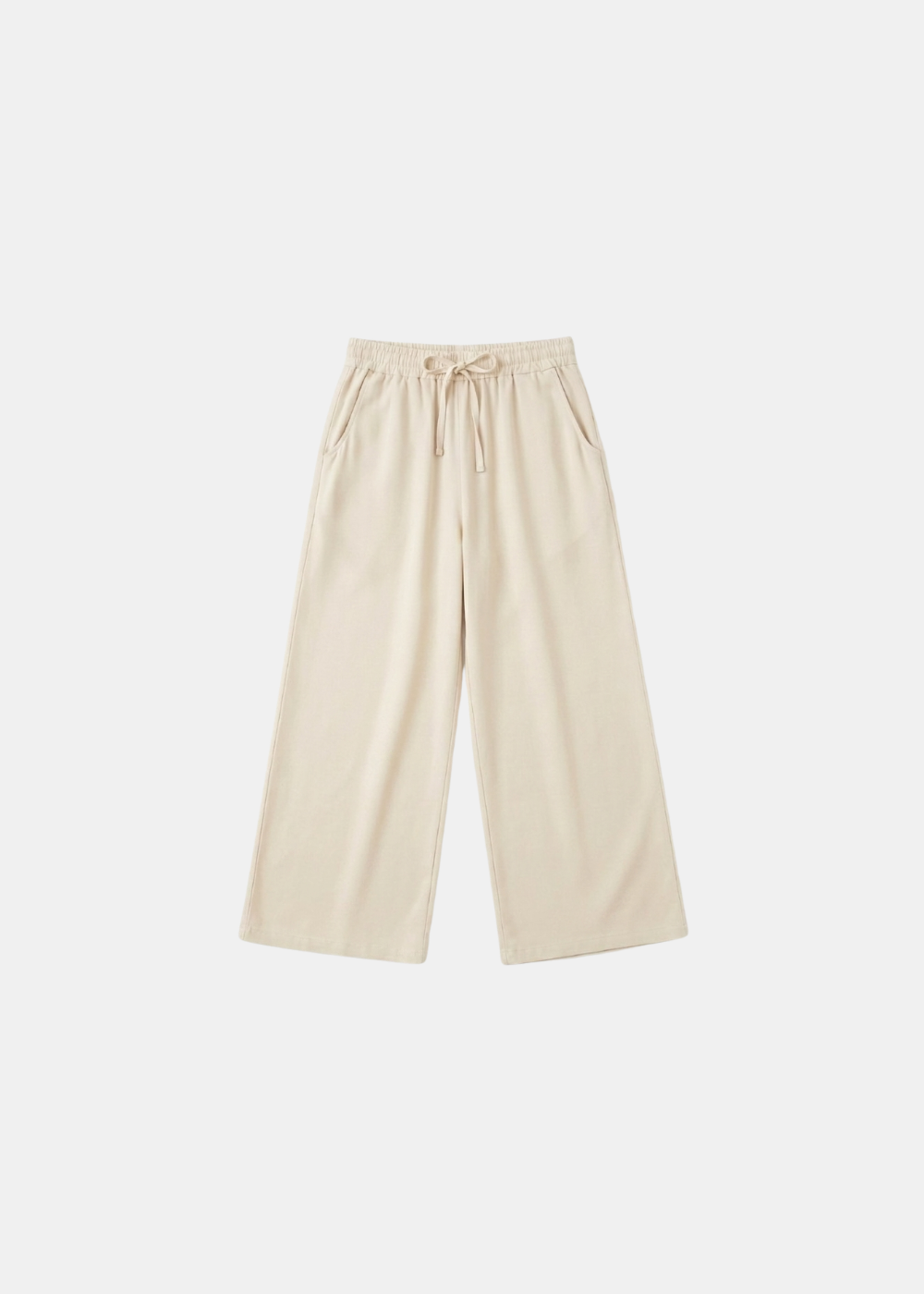 Linen Feel Basic Wide Leg Trouser