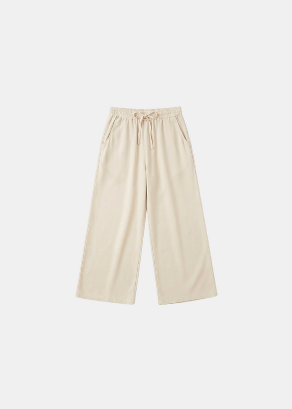 Linen Feel Basic Wide Leg Trouser